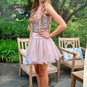 Speechless Rose Pink Sequin Strapless Party Dress